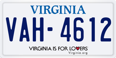 VA license plate VAH4612