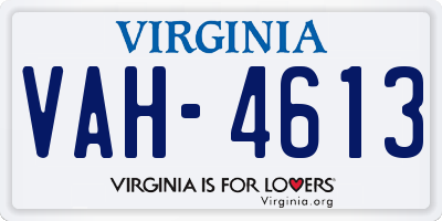 VA license plate VAH4613