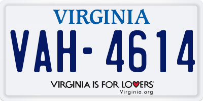 VA license plate VAH4614