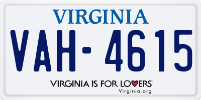 VA license plate VAH4615