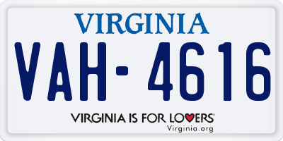 VA license plate VAH4616