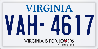 VA license plate VAH4617