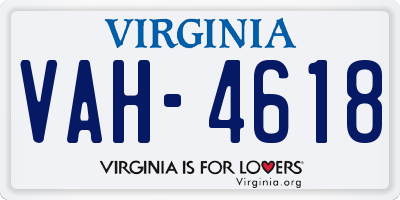 VA license plate VAH4618