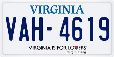 VA license plate VAH4619