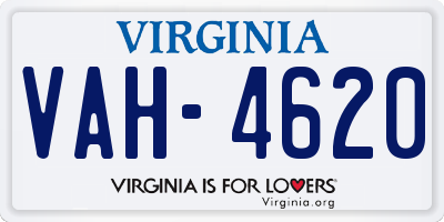 VA license plate VAH4620