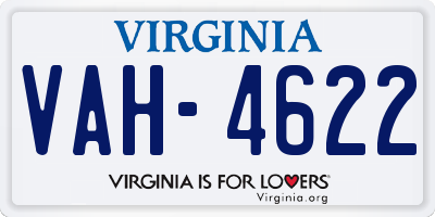 VA license plate VAH4622