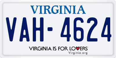VA license plate VAH4624
