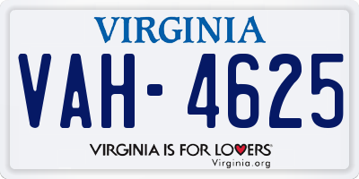 VA license plate VAH4625