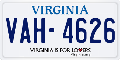 VA license plate VAH4626