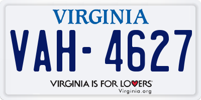 VA license plate VAH4627