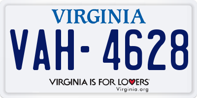 VA license plate VAH4628