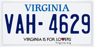 VA license plate VAH4629
