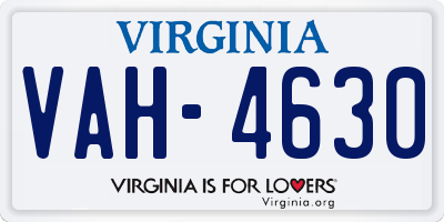 VA license plate VAH4630