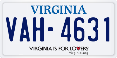 VA license plate VAH4631