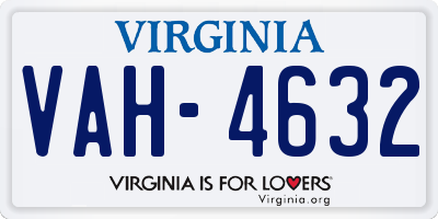 VA license plate VAH4632