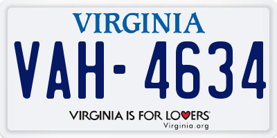 VA license plate VAH4634