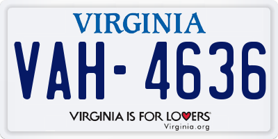 VA license plate VAH4636
