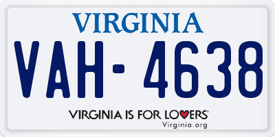 VA license plate VAH4638