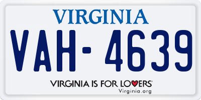 VA license plate VAH4639