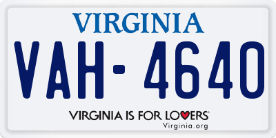 VA license plate VAH4640