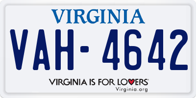 VA license plate VAH4642