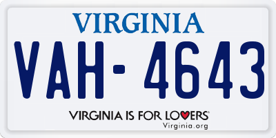 VA license plate VAH4643