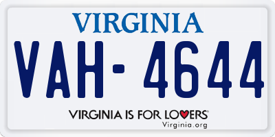 VA license plate VAH4644