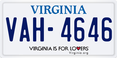VA license plate VAH4646