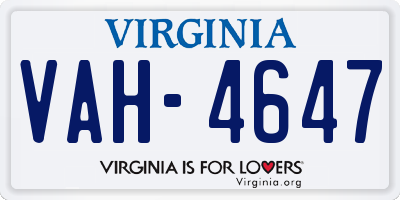 VA license plate VAH4647