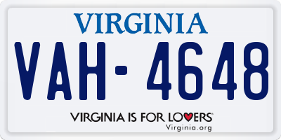 VA license plate VAH4648