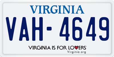 VA license plate VAH4649