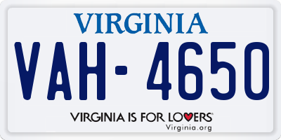 VA license plate VAH4650