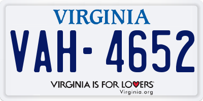 VA license plate VAH4652