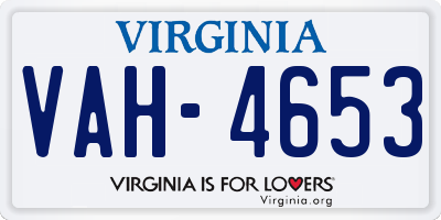 VA license plate VAH4653
