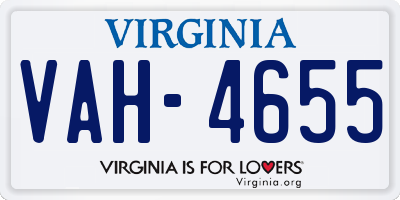 VA license plate VAH4655