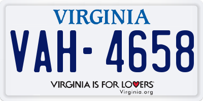 VA license plate VAH4658