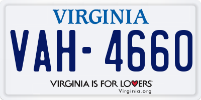 VA license plate VAH4660