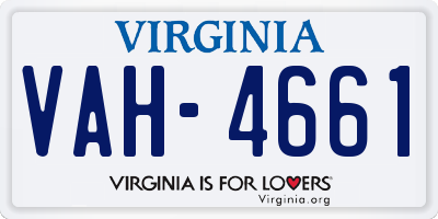 VA license plate VAH4661