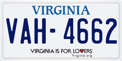 VA license plate VAH4662