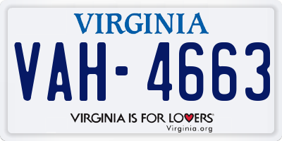 VA license plate VAH4663