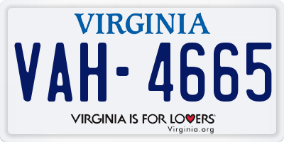 VA license plate VAH4665