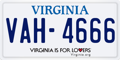 VA license plate VAH4666