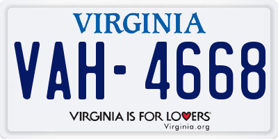VA license plate VAH4668
