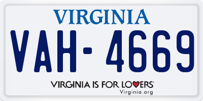 VA license plate VAH4669
