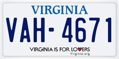 VA license plate VAH4671