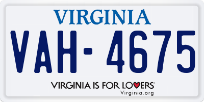VA license plate VAH4675