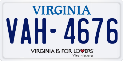 VA license plate VAH4676