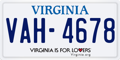 VA license plate VAH4678