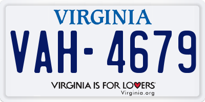 VA license plate VAH4679