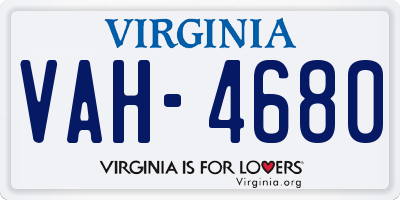 VA license plate VAH4680